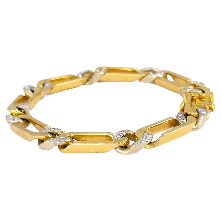 Round Cut Vintage Van Cleef & Arpels Two-Tone Gold Diamond Bracelet French Estate Jewelry