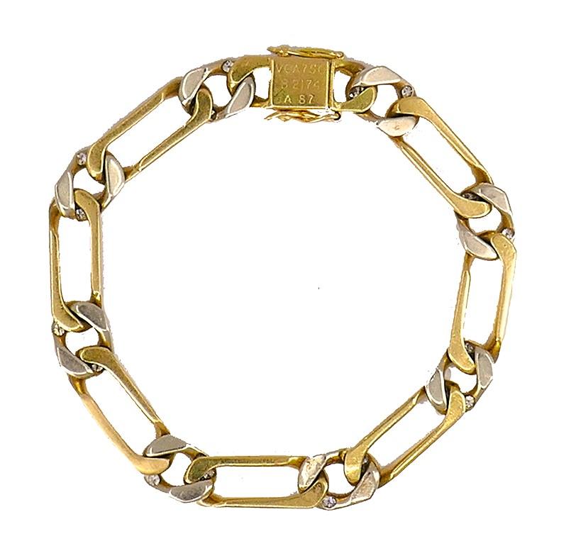 Vintage Van Cleef & Arpels Two-Tone Gold Diamond Bracelet French Estate Jewelry In Good Condition In Beverly Hills, CA