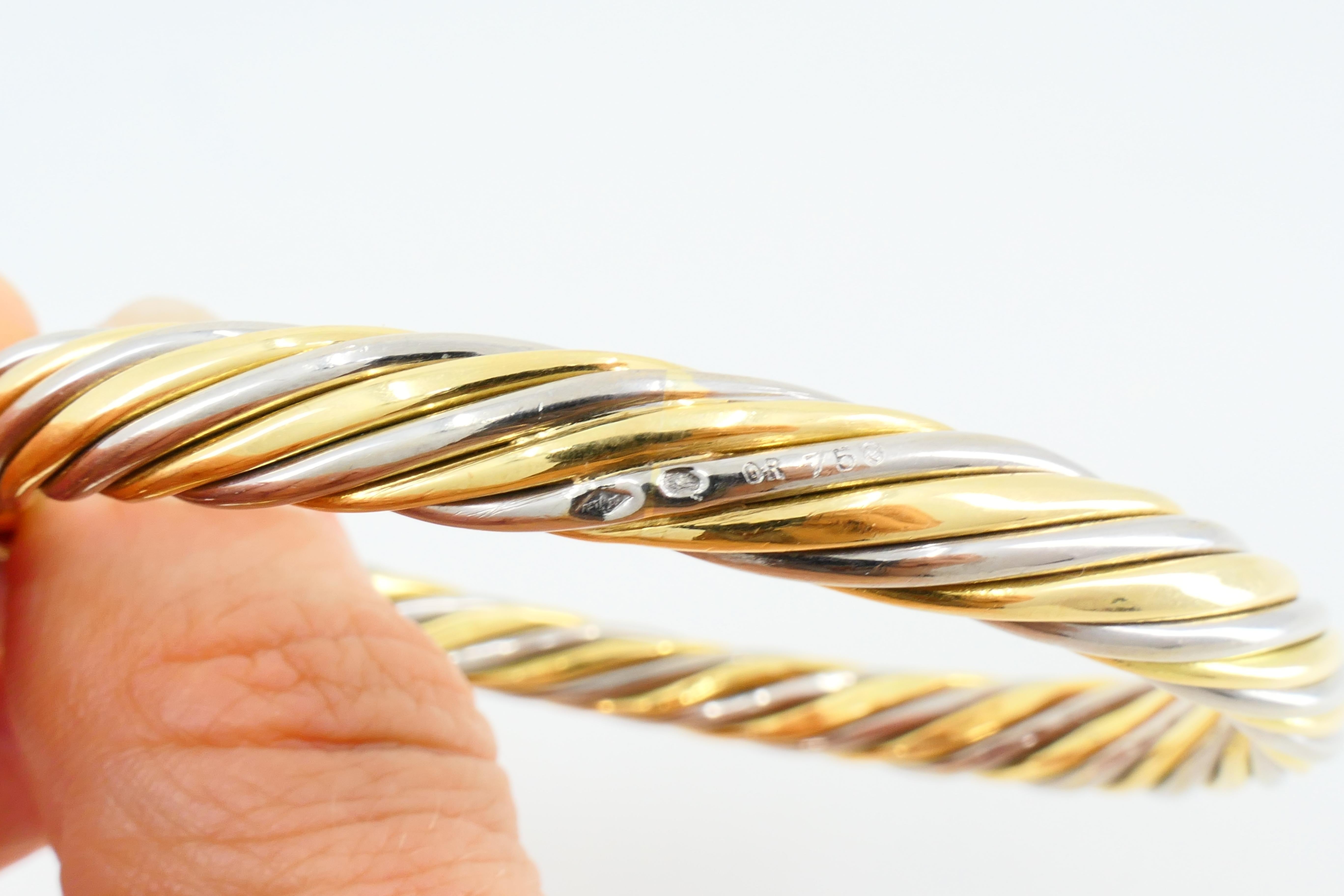 Vintage Van Cleef & Arpels Two-Tone Gold Pair of Bangles For Sale 2