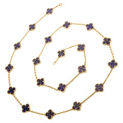 Vintage Van Cleef & Arpels collectable Lapis Alhambra 20 Motif  VCA Necklace