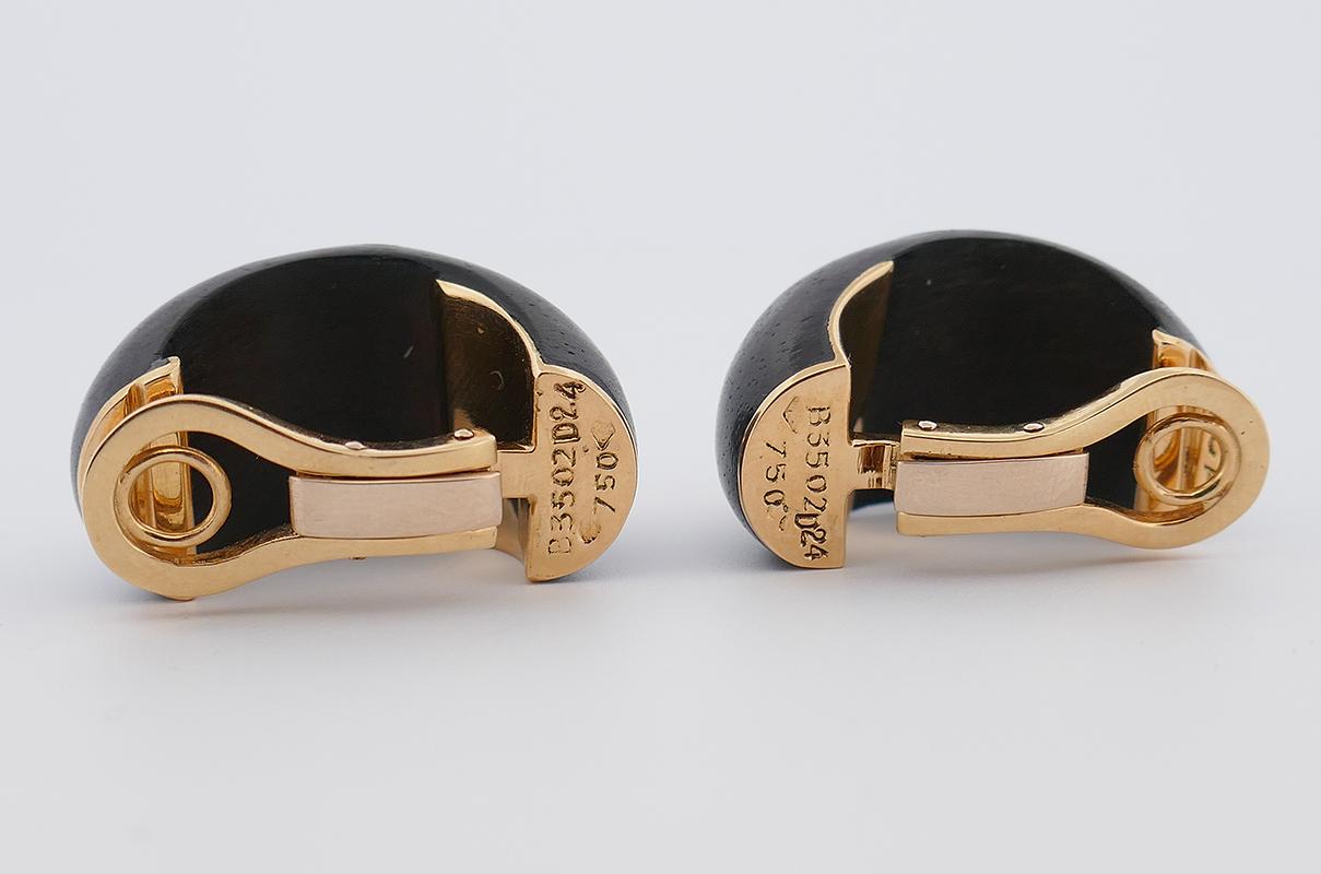 Vintage Van Cleef & Arpels Wood 18k Gold Bangle Bracelet Ring Earrings Set 3