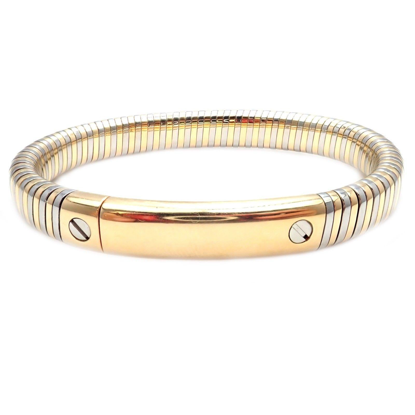 Vintage Van Cleef & Arpels Yellow Gold Steel Bangle Bracelet In Excellent Condition For Sale In Holland, PA
