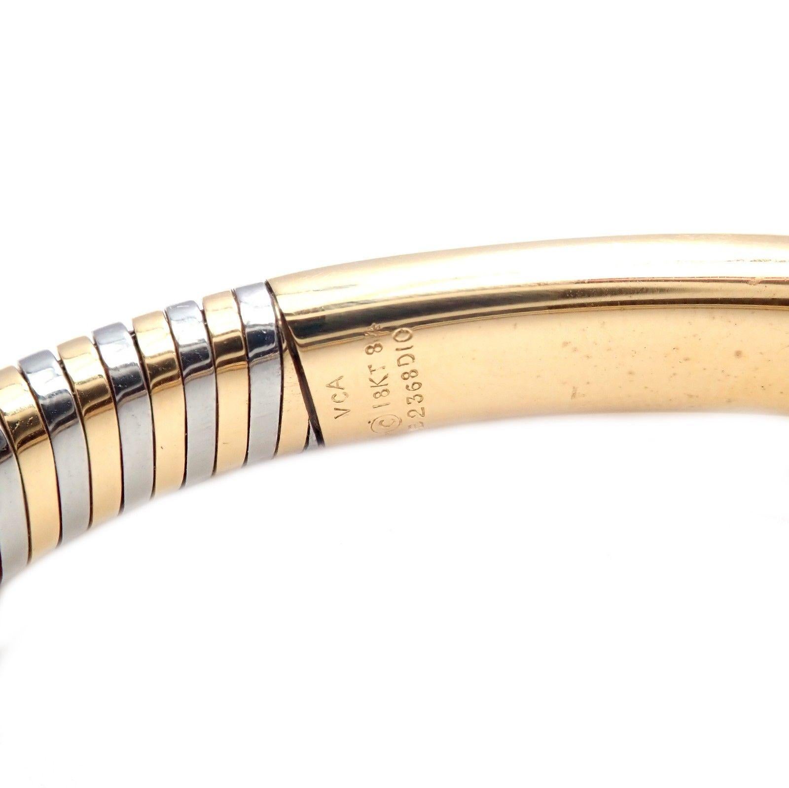 Women's or Men's Vintage Van Cleef & Arpels Yellow Gold Steel Bangle Bracelet For Sale