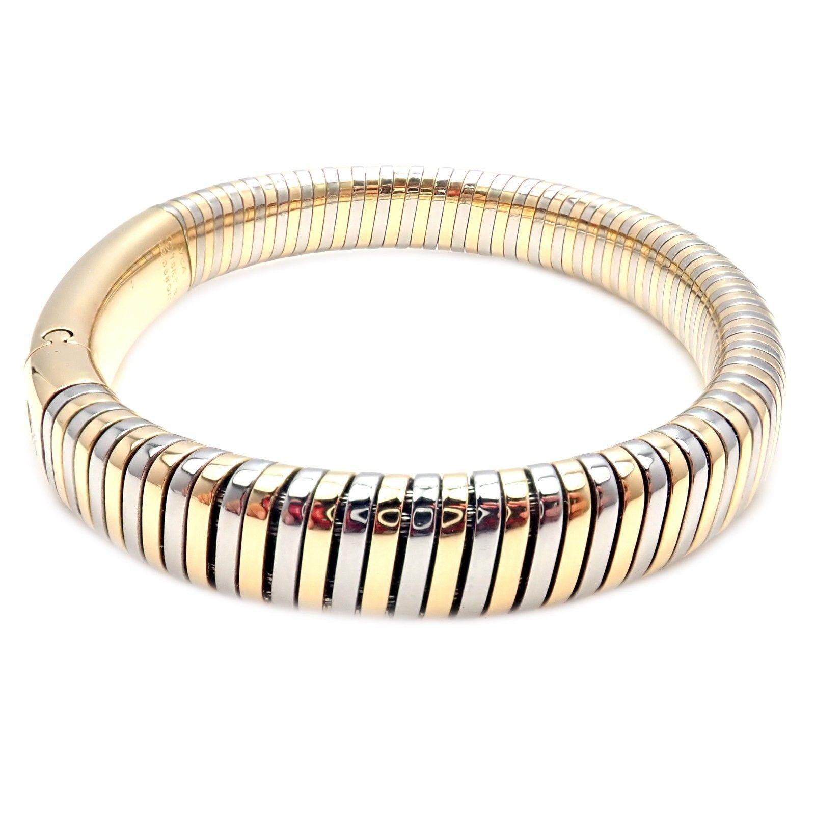 Vintage Van Cleef & Arpels Yellow Gold Steel Bangle Bracelet For Sale 2