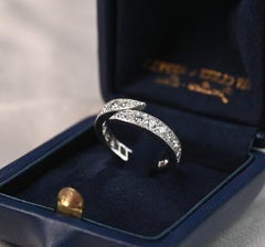 Vintage Van Cleef Diamond Wedding Band. 1.5TCW Eternity Platinum Band Bypass VCA