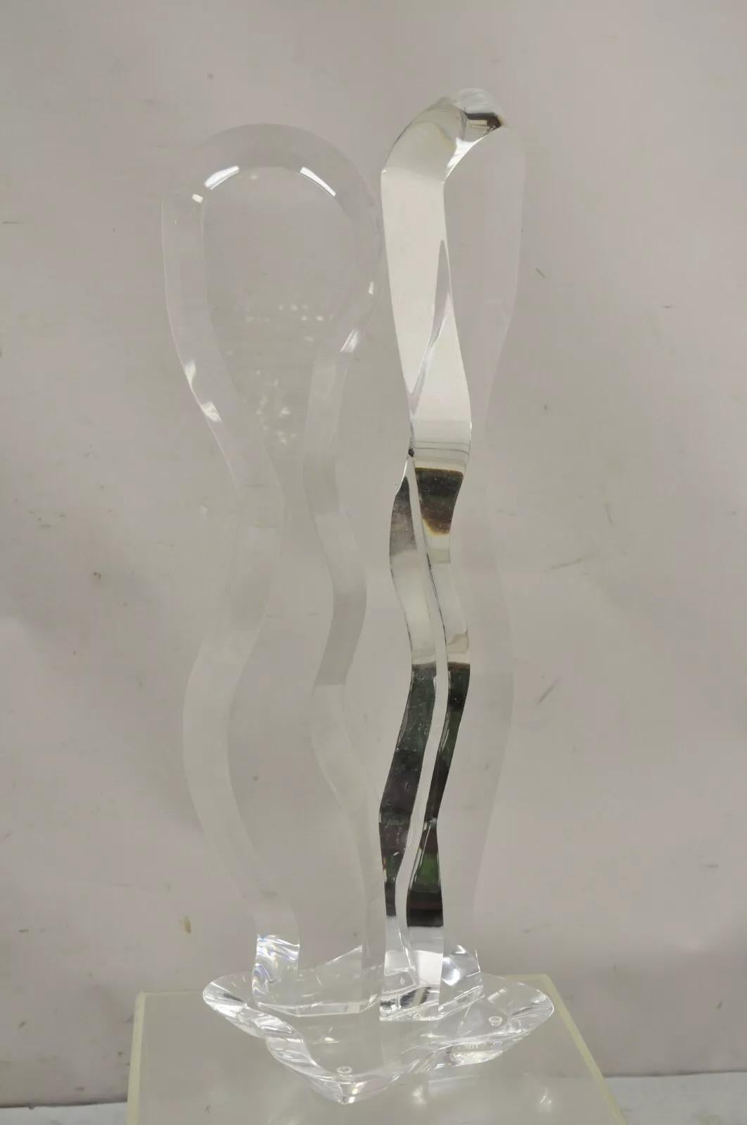 Vintage Van Teal Escultura de mediados de siglo Lucite Acrílico Personas Pareja Escultura en venta 4