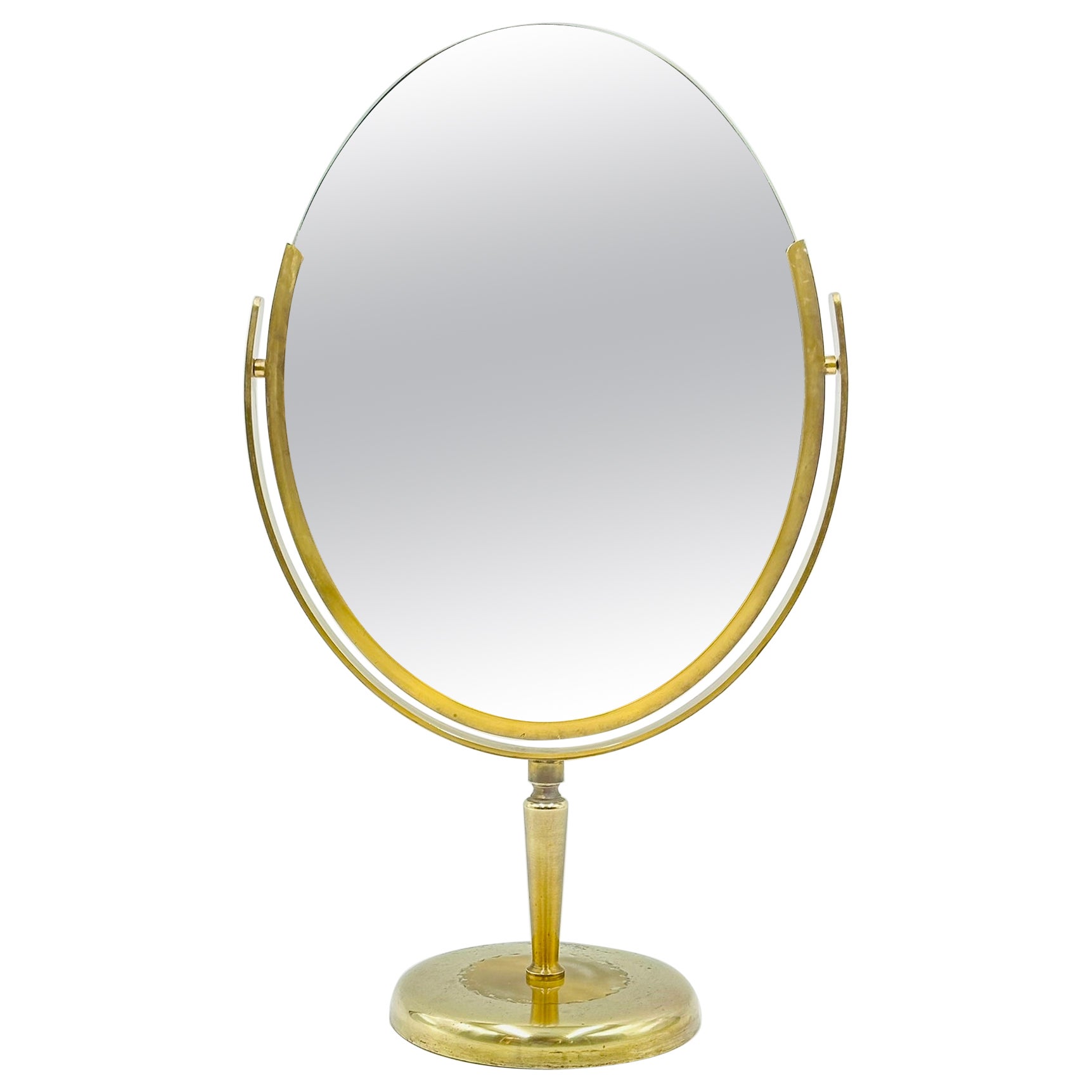 Vintage Vanity Mirror With  Brass Frame & Dual Mirror by Charles Hollis Jones