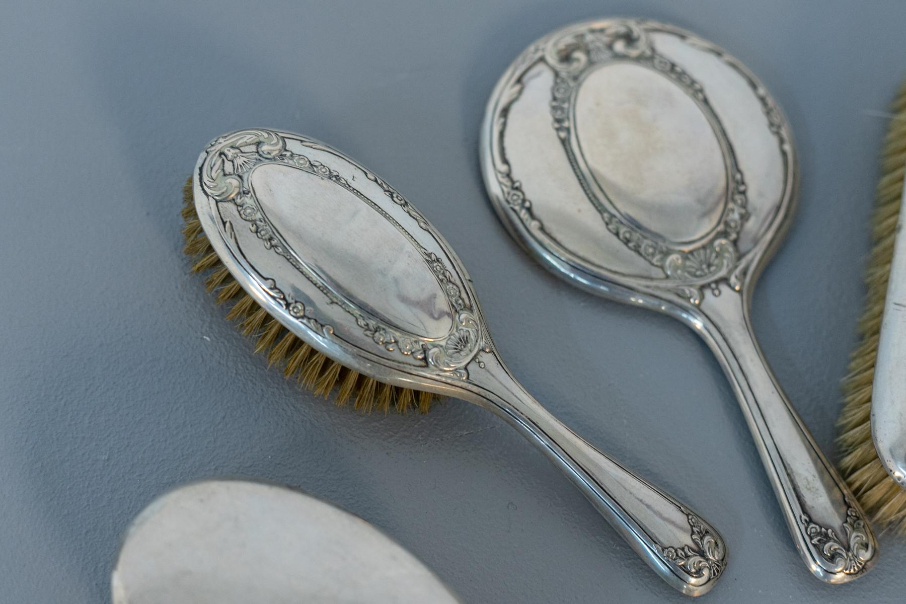 antique brush and mirror set