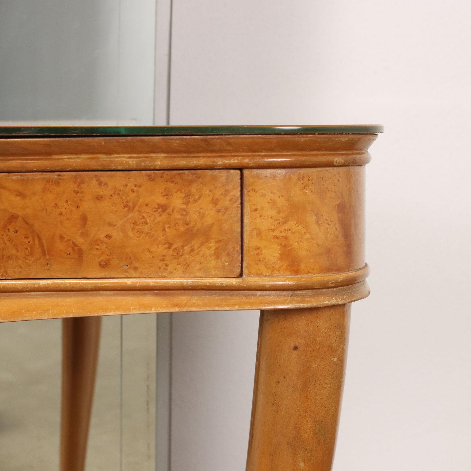 20th Century Vintage Vanity Table Burl Veneer, Italy, 1950s-1960s