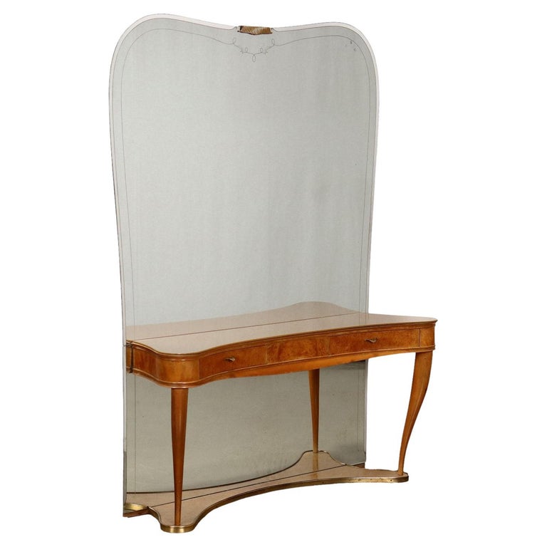 Vintage Vanity Table Burl Veneer Italy 1950s60s For Sale at 1stDibs