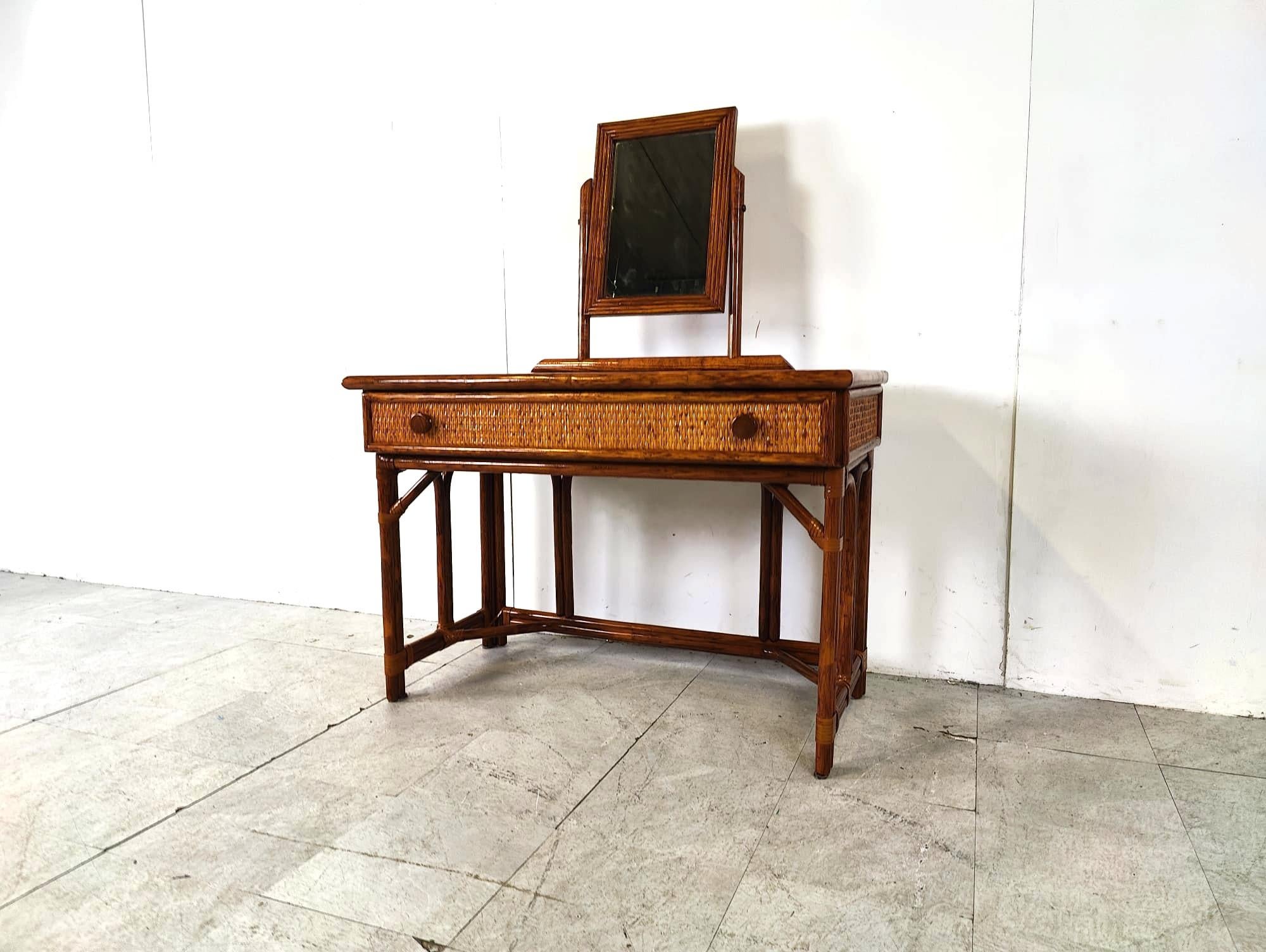 Bohemian Vintage vanity table by Maugrion, 1970s For Sale
