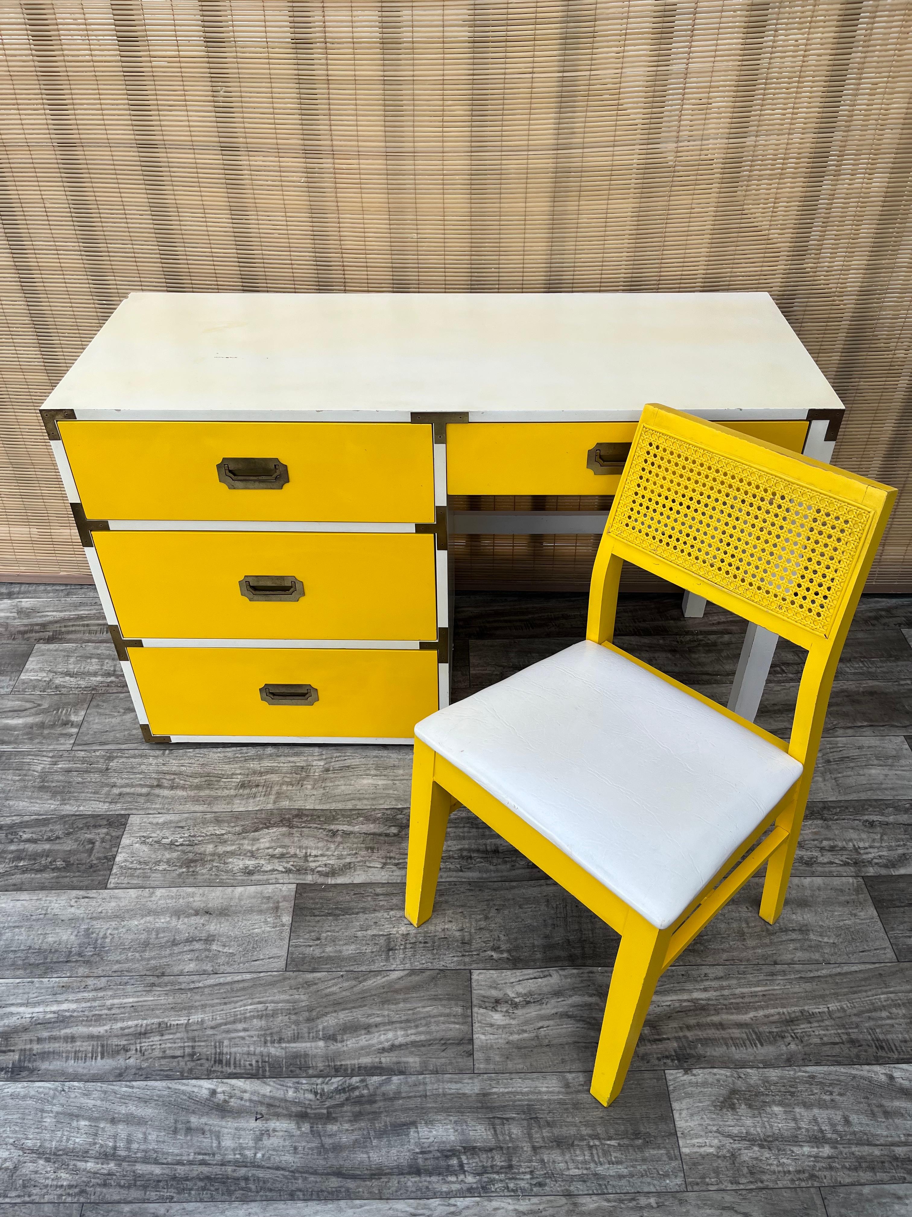 Wood Vintage Vanity / Writing Desk With Chair by Morris of California. Circa 1960s For Sale