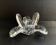 Vintage Vannes France Crystal Leaf Vase, 1960s M
