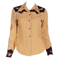 Vintage Vaquero TaylorBerke Mid Century Gabardine Embroidered Cowboy Shirt