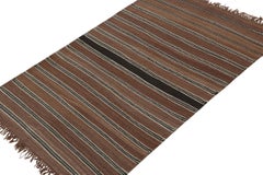 Vintage Varamin Persian Varamin in Brown, Black and White Stripes by Rug & Kilim