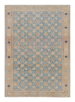 Vintage Varamin Rug in Blue with Floral Patterns, from Rug & Kilim