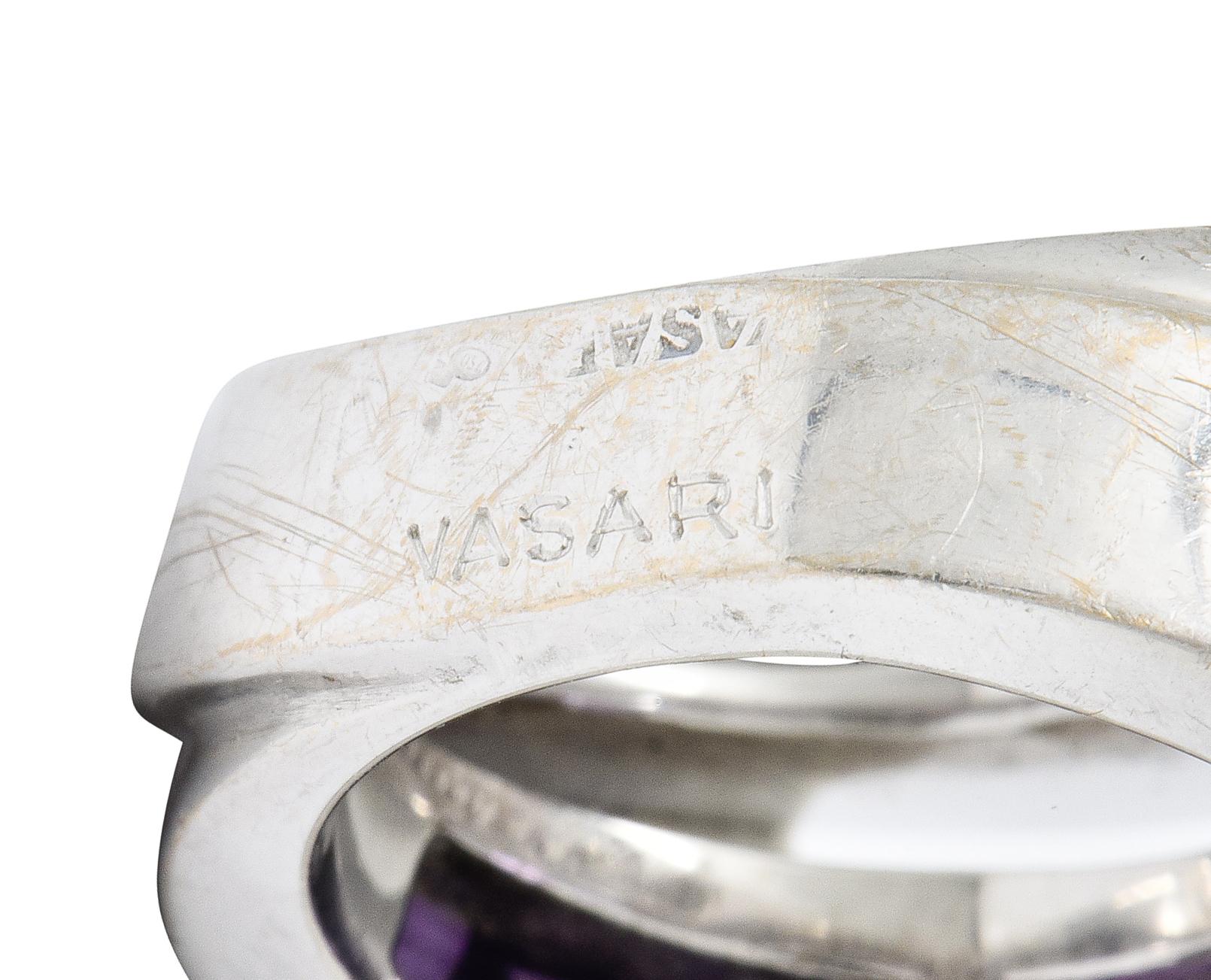 Vintage Vasari 1.52 Carat Diamond Amethyst 18 Karat White Gold Band Ring 1