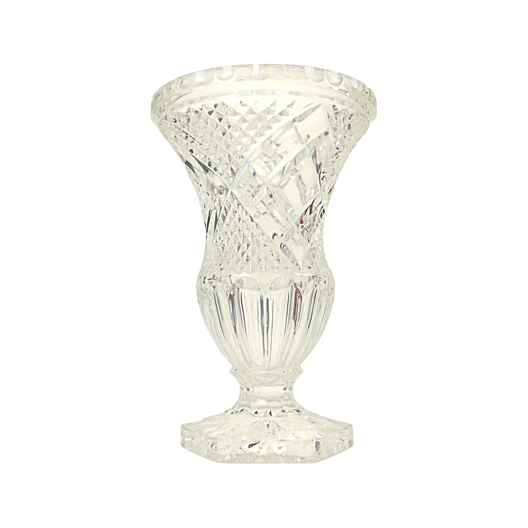 Vintage Vase Bohemian Crystal Diamond Pattern Medici 23cm For Sale 9