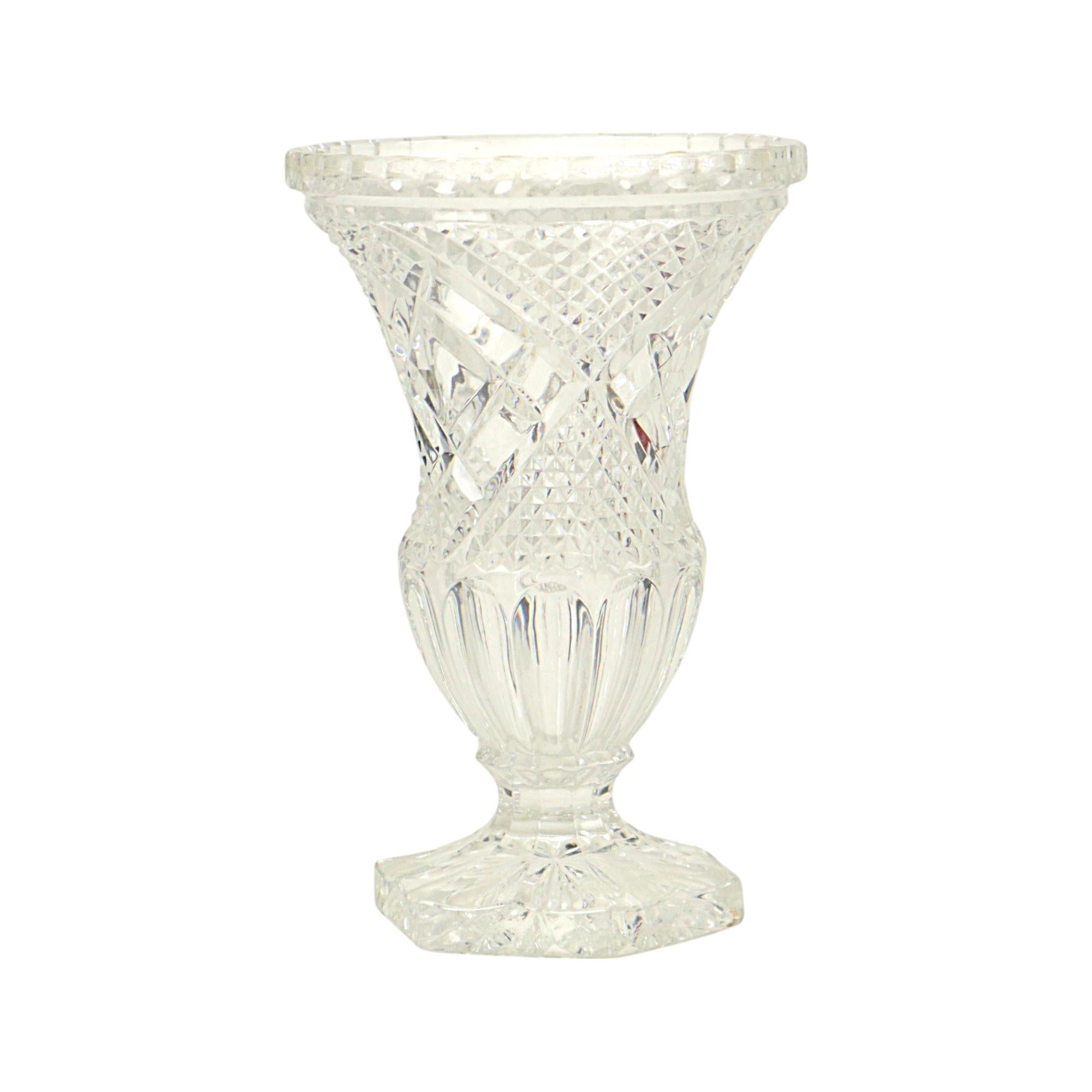 Czech Vintage Vase Bohemian Crystal Diamond Pattern Medici 23cm For Sale