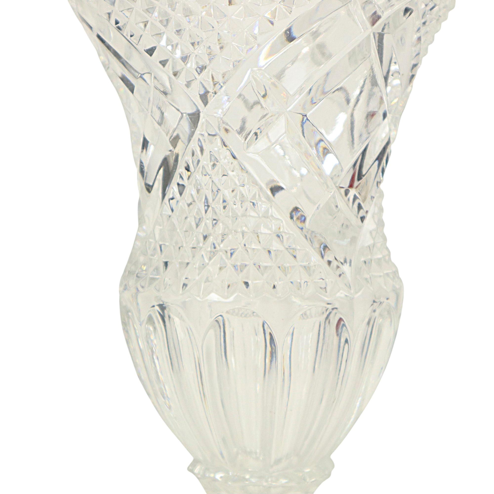 Vintage Vase Bohemian Crystal Diamond Pattern Medici 23cm For Sale 1