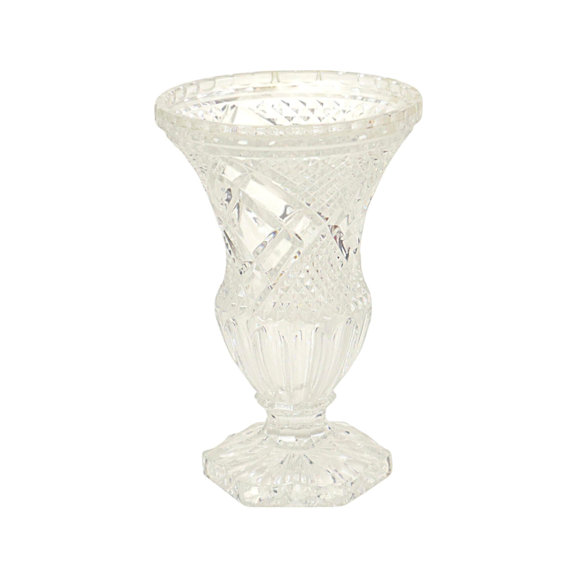 Vintage Vase Bohemian Crystal Diamond Pattern Medici 23cm For Sale 3