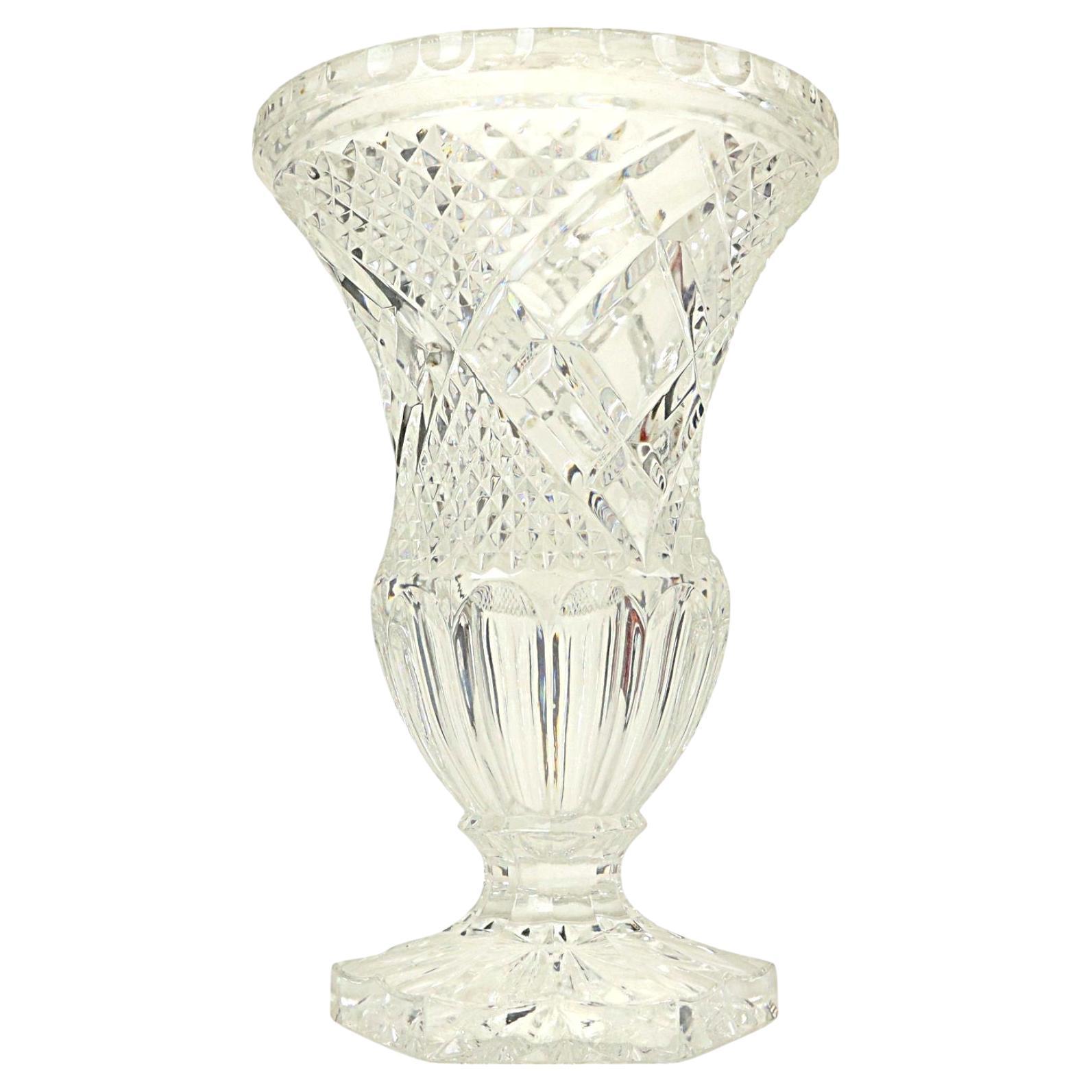 Vintage Vase Bohemian Crystal Diamond Pattern Medici 23cm