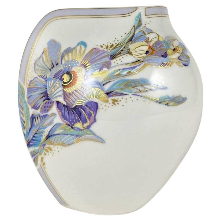 Vintage Vase by Kaiser. Annabelle K. Nossek Gold Flower Design, 1970s