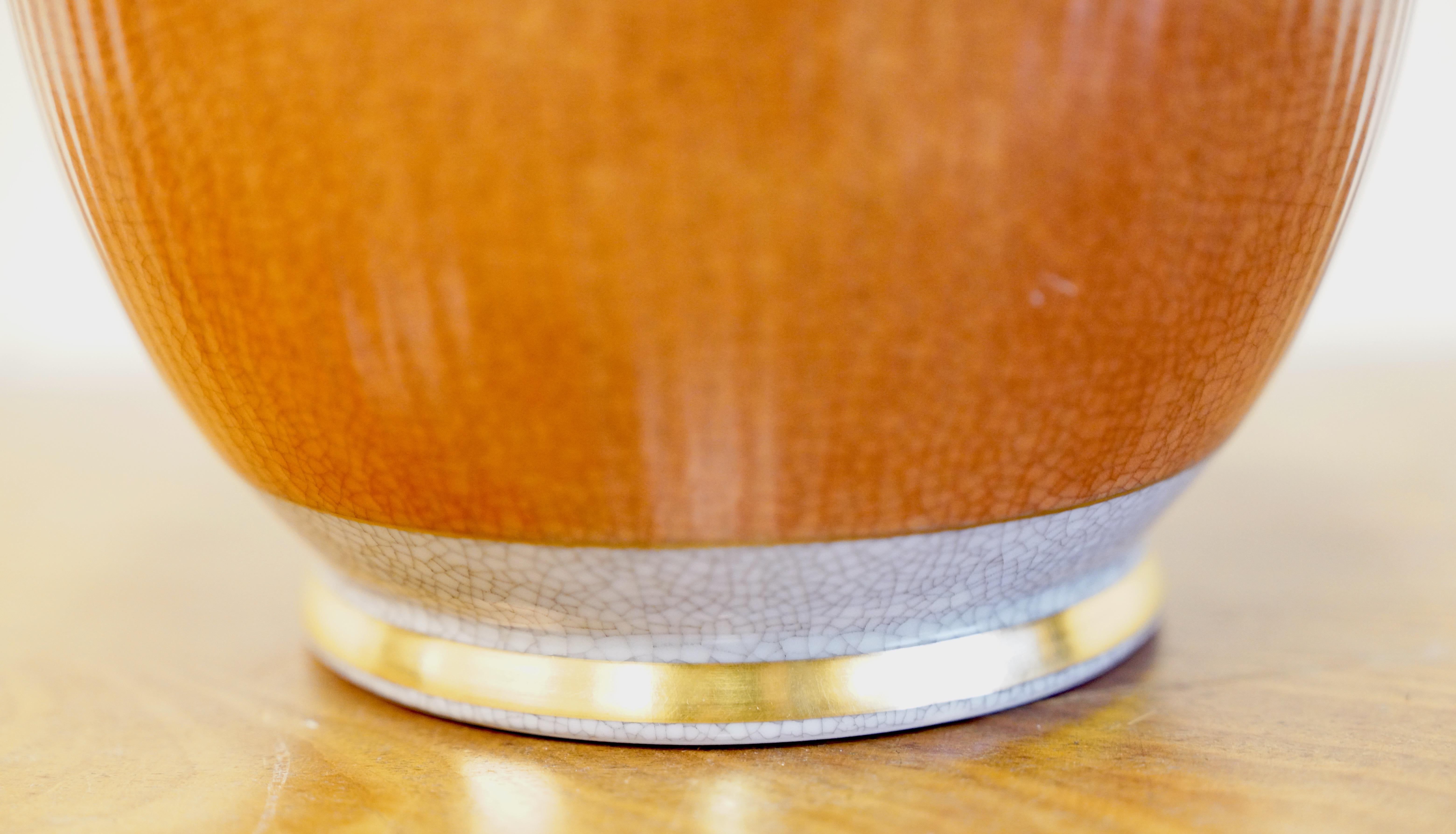 Glazed Vintage Vase by Royal Copenhagen, Porcelain with Crackle Glaze, Scandinavian Art For Sale