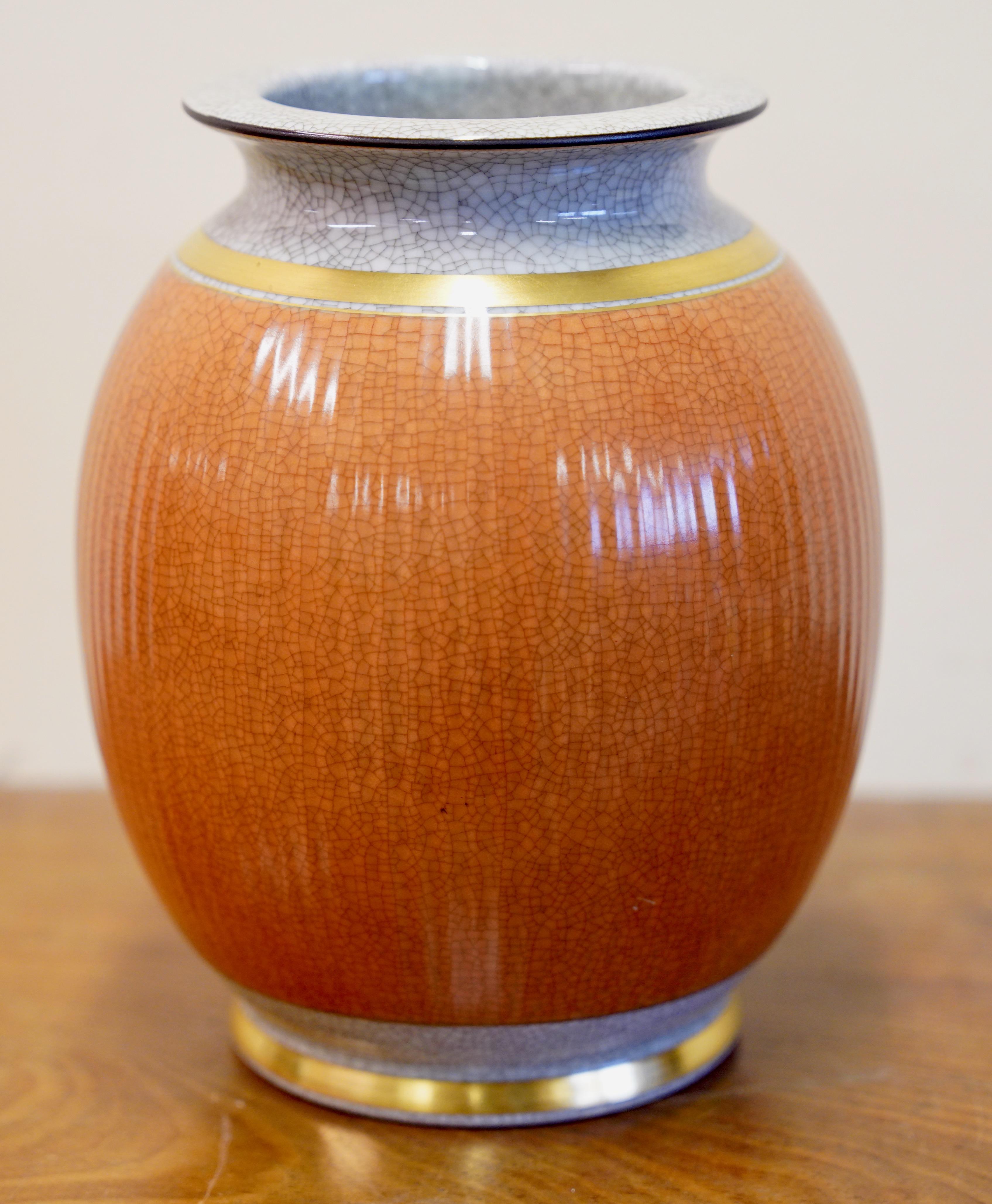 Vintage Vase by Royal Copenhagen, Porcelain with Crackle Glaze, Scandinavian Art In Good Condition For Sale In Berlin, DE