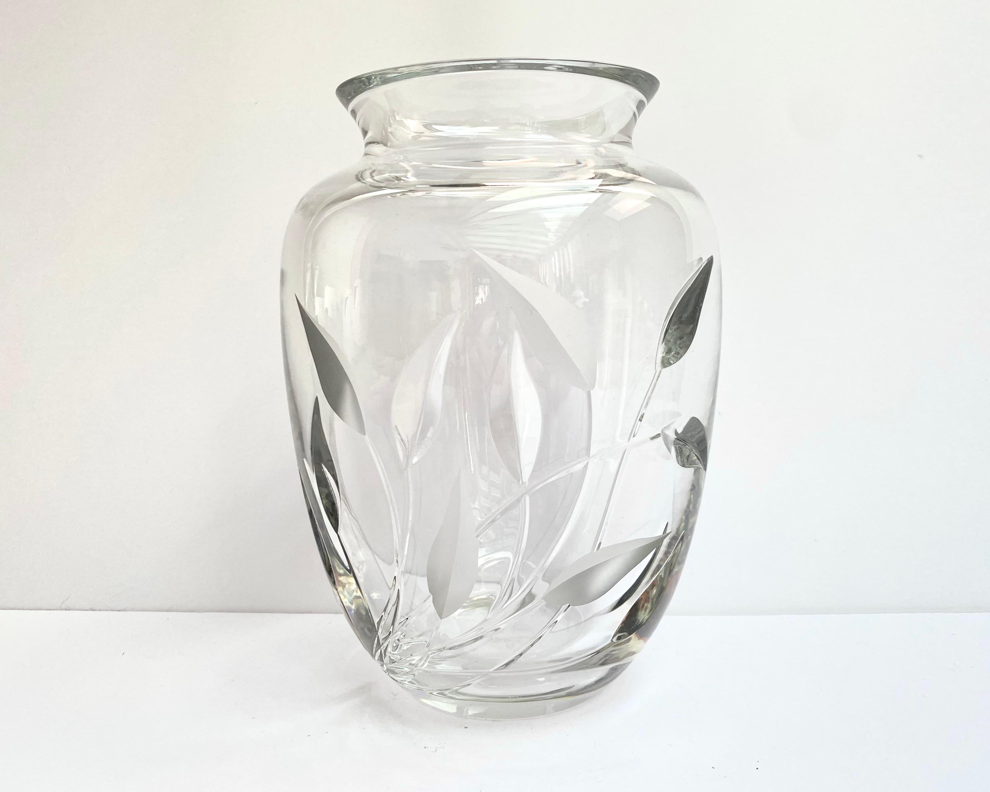 Late 20th Century Vintage Vase For Flowers In Hand-Carved Crystal, Nachtmann, Germany, 1970s For Sale
