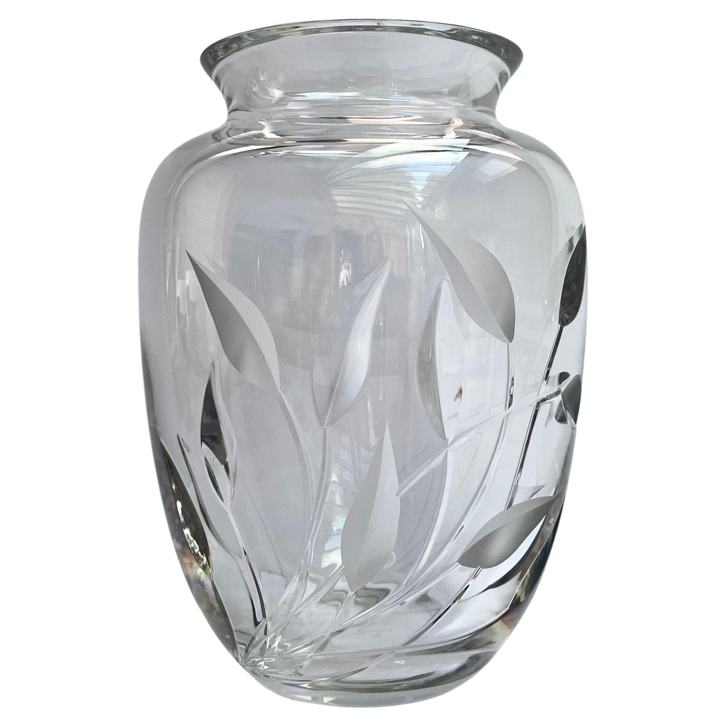 Vintage Vase For Flowers In Hand-Carved Crystal, Nachtmann, Germany, 1970s For Sale