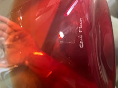 Vintage Vase from 1970s 1980s Transparent and Red Murano Glass by Carlo Moretti