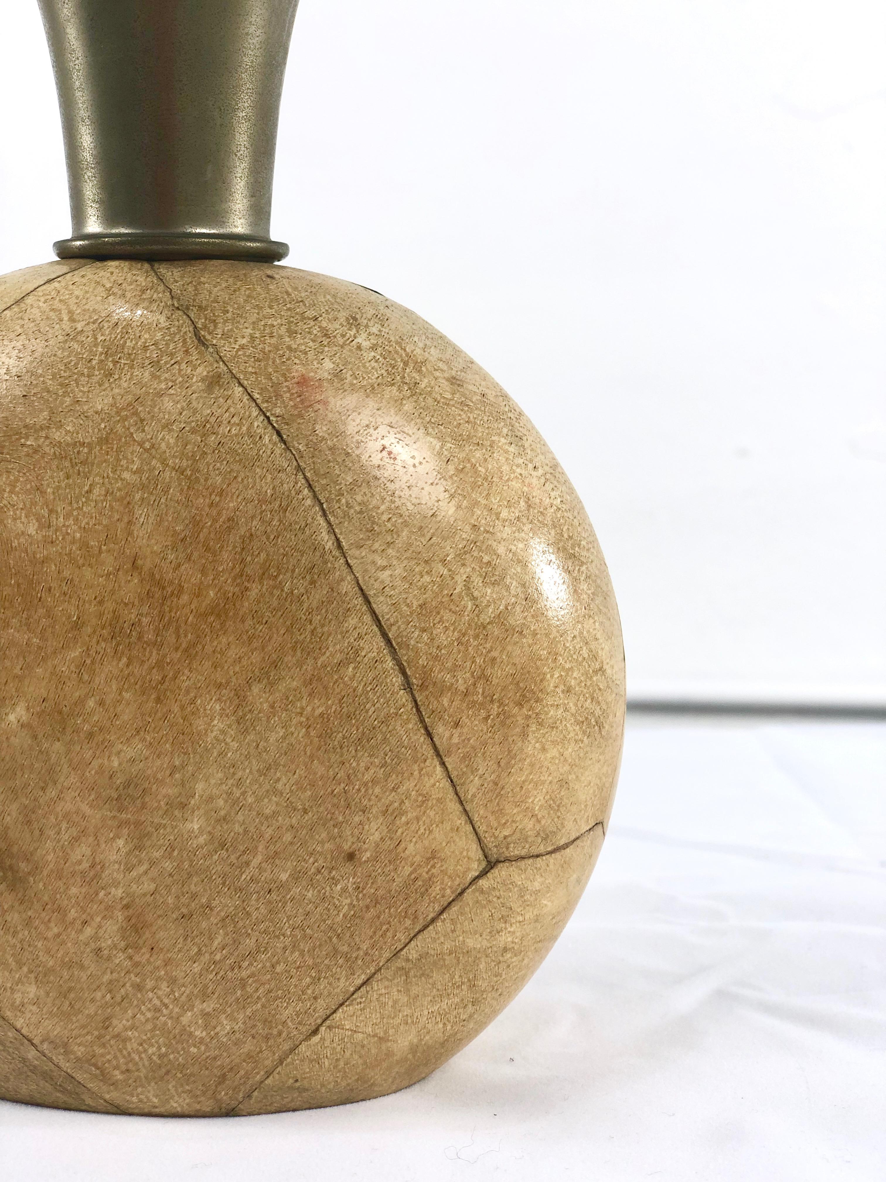 Vintage Vase in Parchment and Brass For Sale 1