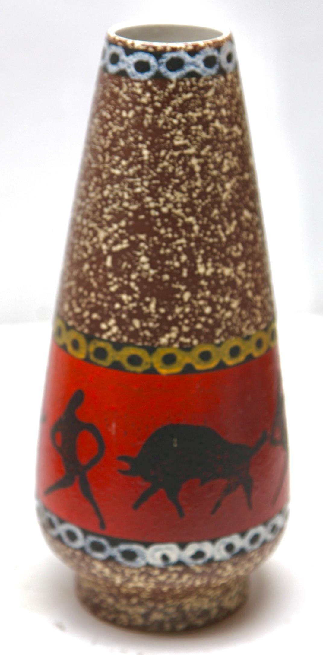 Mid-Century Modern Vase vintage en céramique travaillée à la main marqué 45-40, excellent état en vente