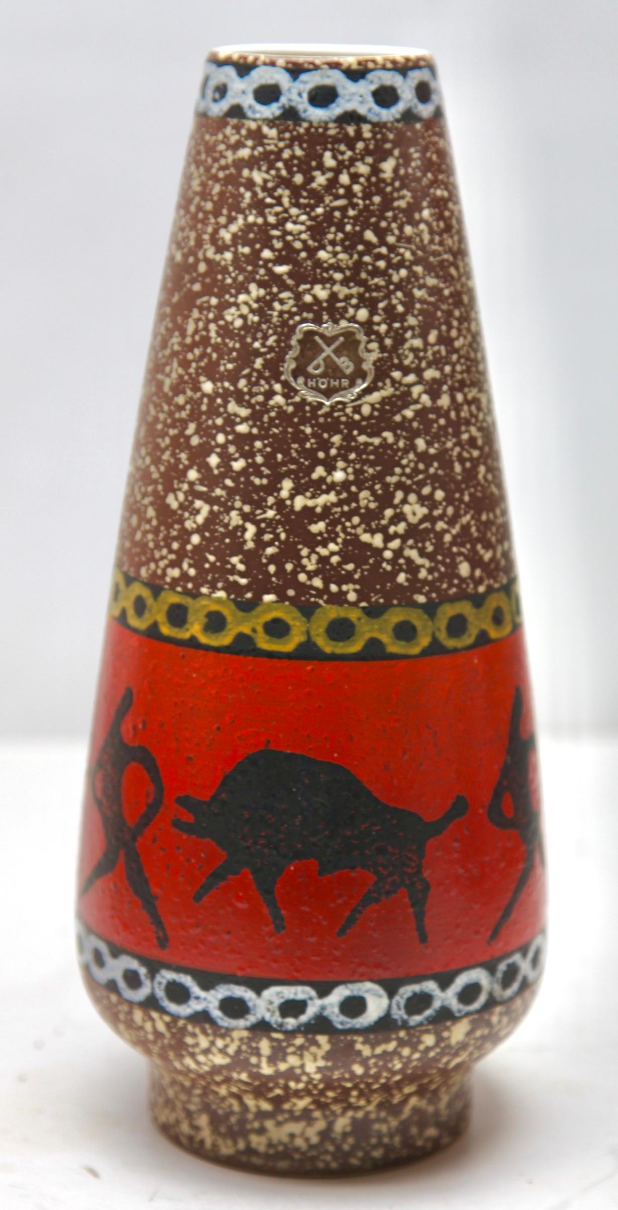 German Vintage Vase Marked 45-40 Handarbeit Ceramic, Excellent Condition For Sale