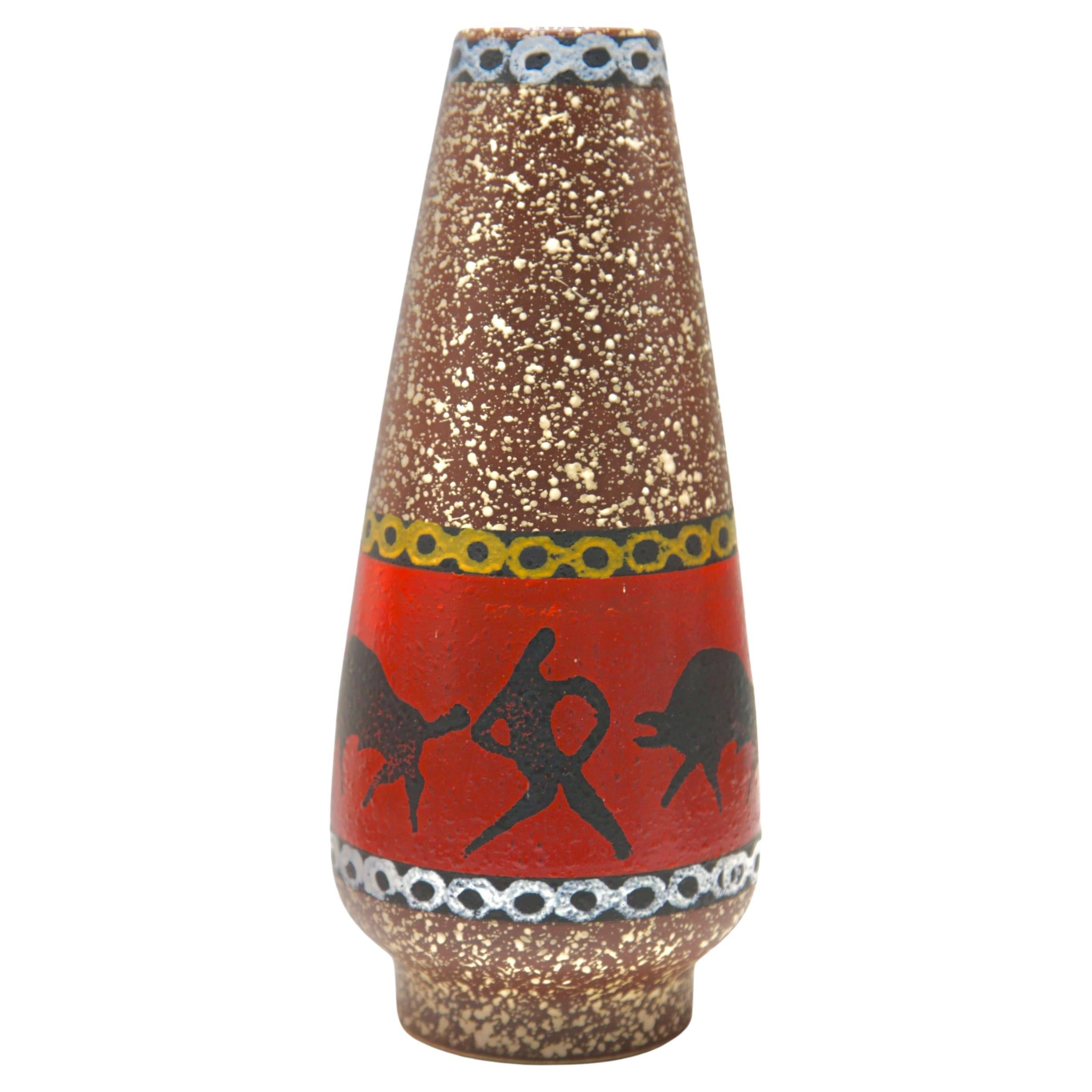Vintage Vase Marked 45-40 Handarbeit Ceramic, Excellent Condition For Sale
