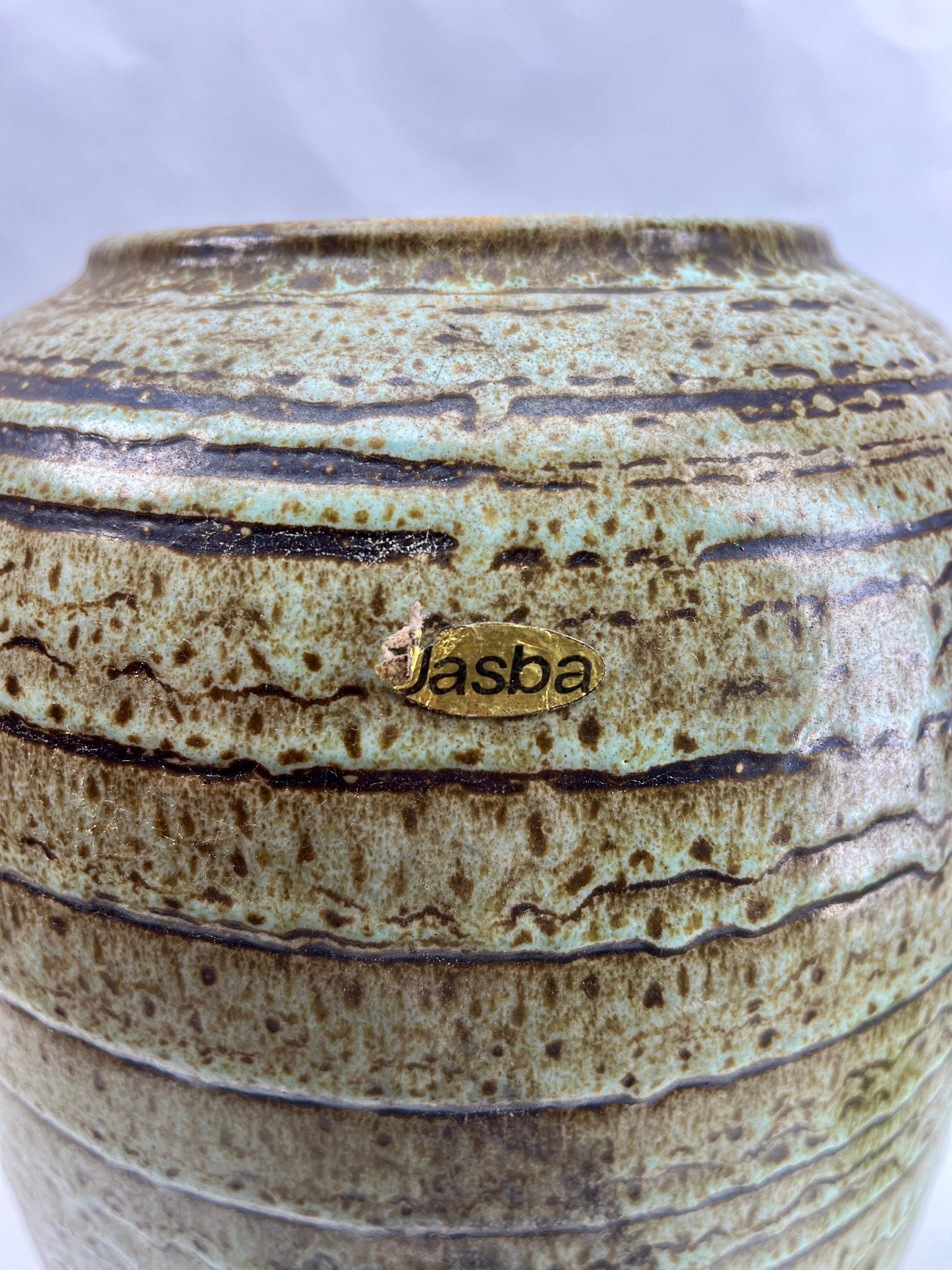 Mid-Century Modern Vintage Vase Marked W Germany Label Jasba Ceramic, Excellent Condition For Sale