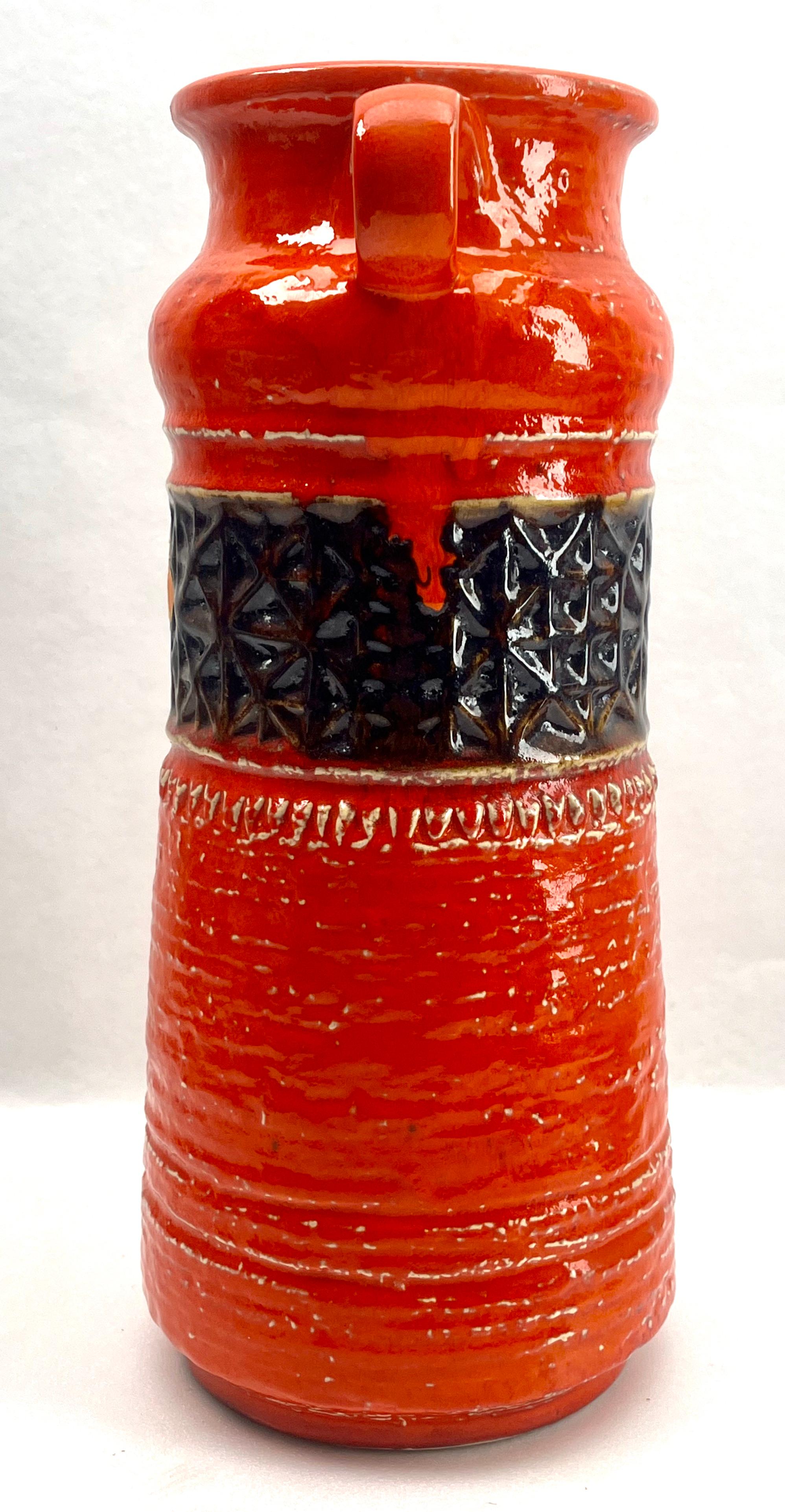 Mid-Century Modern Vintage Vase Marked W Germany Label Jasba Ceramic, Excellent Condition For Sale