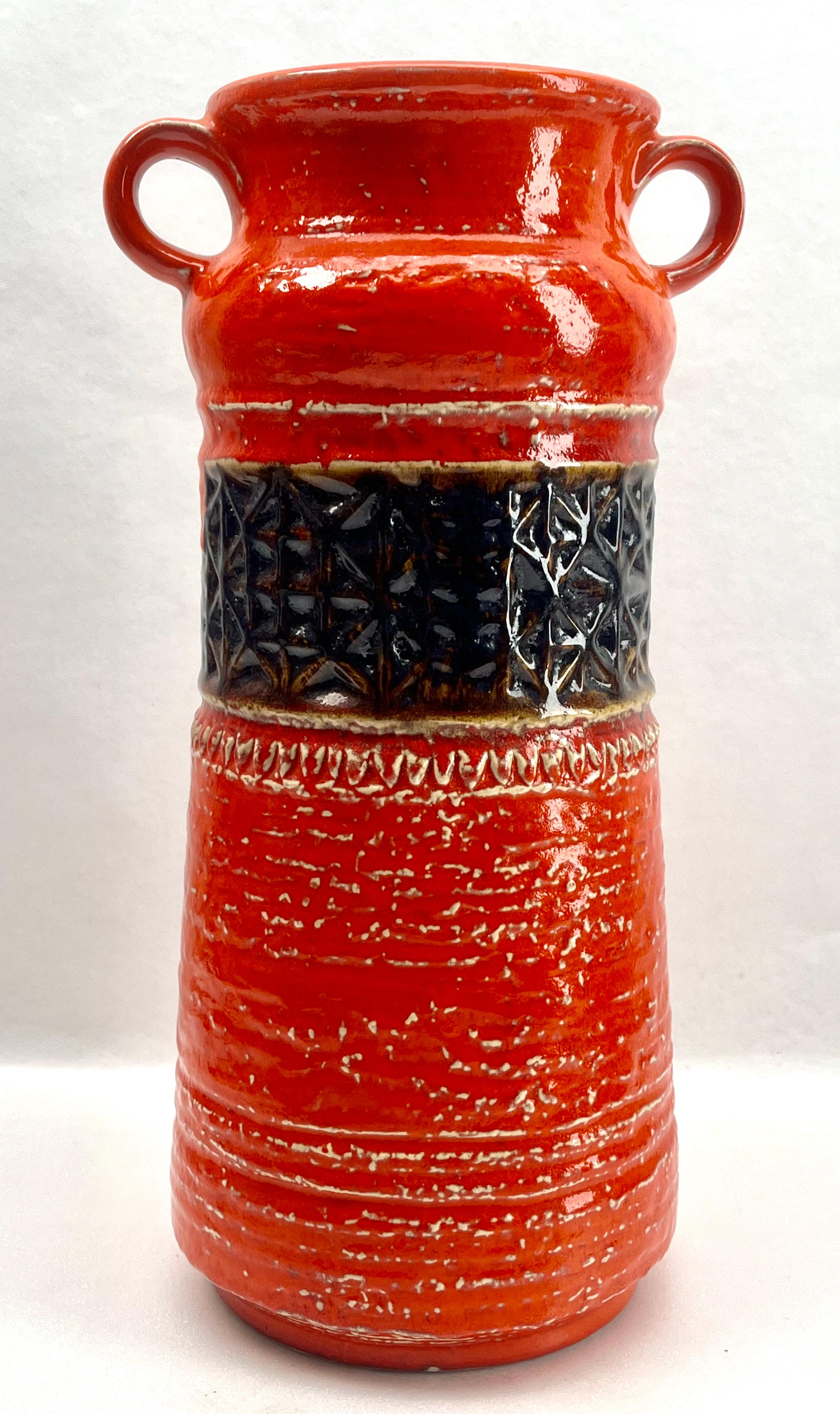Hand-Crafted Vintage Vase Marked W Germany Label Jasba Ceramic, Excellent Condition For Sale