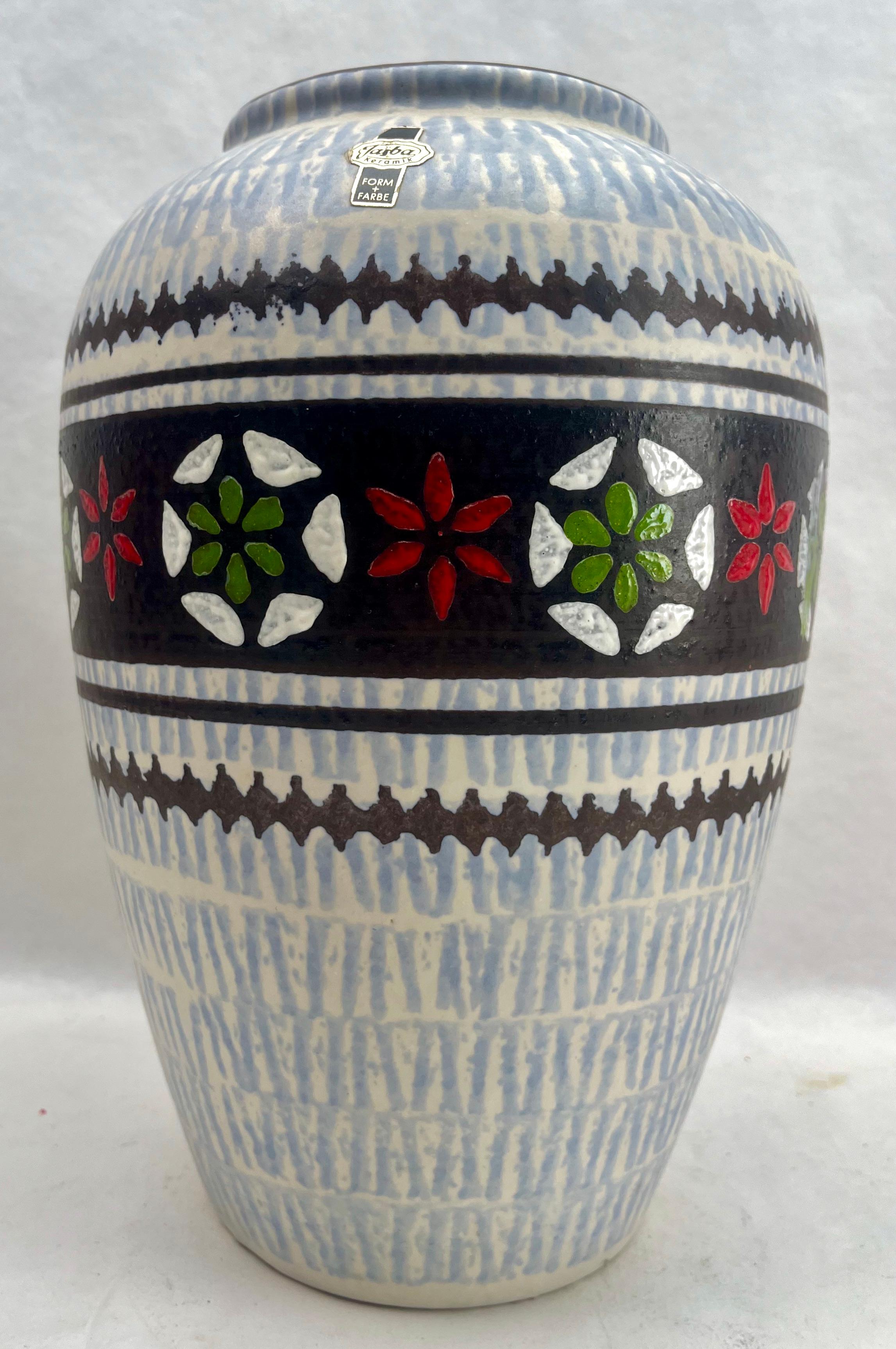 Vintage Vase Marked W Germany Label Jasba Ceramic, Excellent Condition For Sale 1