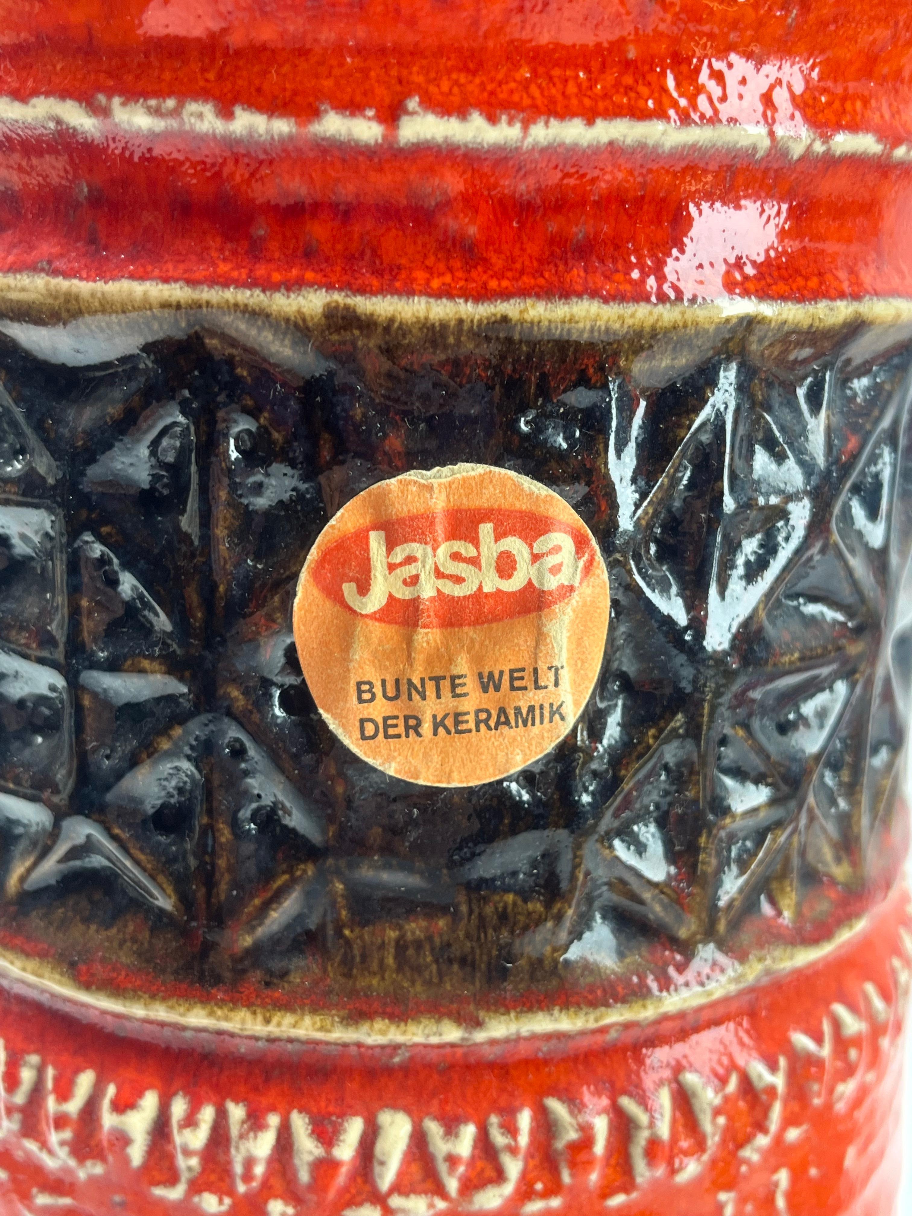 Vintage Vase Marked W Germany Label Jasba Ceramic, Excellent Condition For Sale 1