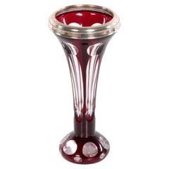 Vintage Vase of Red Hand-cut Crystal by Bamberg Nachtmann, 1950