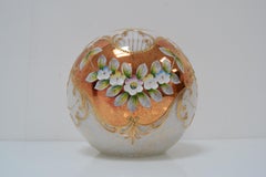 Vintage Vase Painted Glass,  Hight Enamel / Borske Sklo, Czechoslovakia, 1960's.