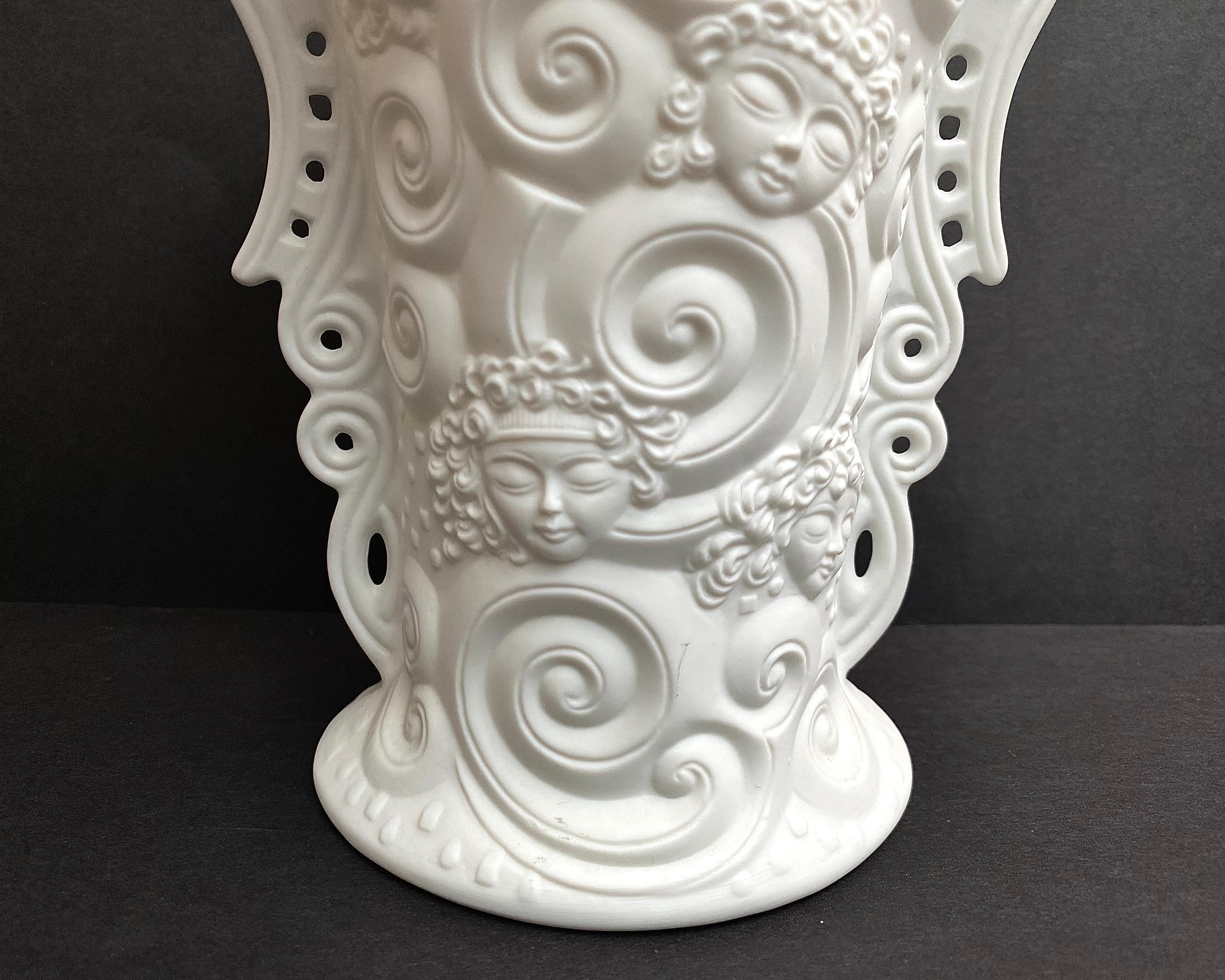 Mid-Century Modern Vintage Vase White Face Bisque Porcelain Kaiser West Germany, 1970s For Sale