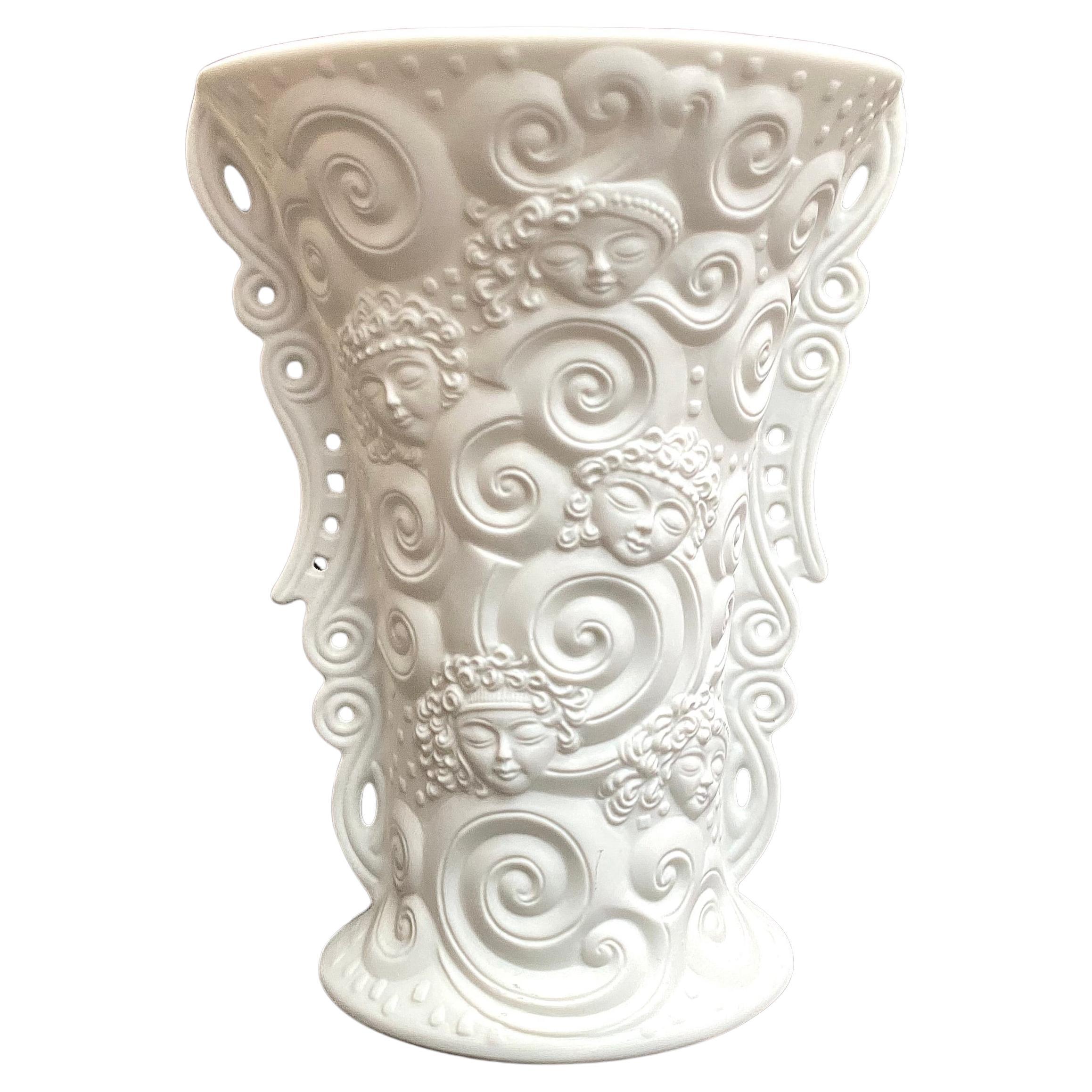 Vase vintage face blanche en porcelaine Bisque Kaiser Allemagne de l'Ouest, 1970
