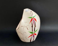 Vase vintage Laeken ART DECO doré en or blanc avec décor floral, Belgique, 1950