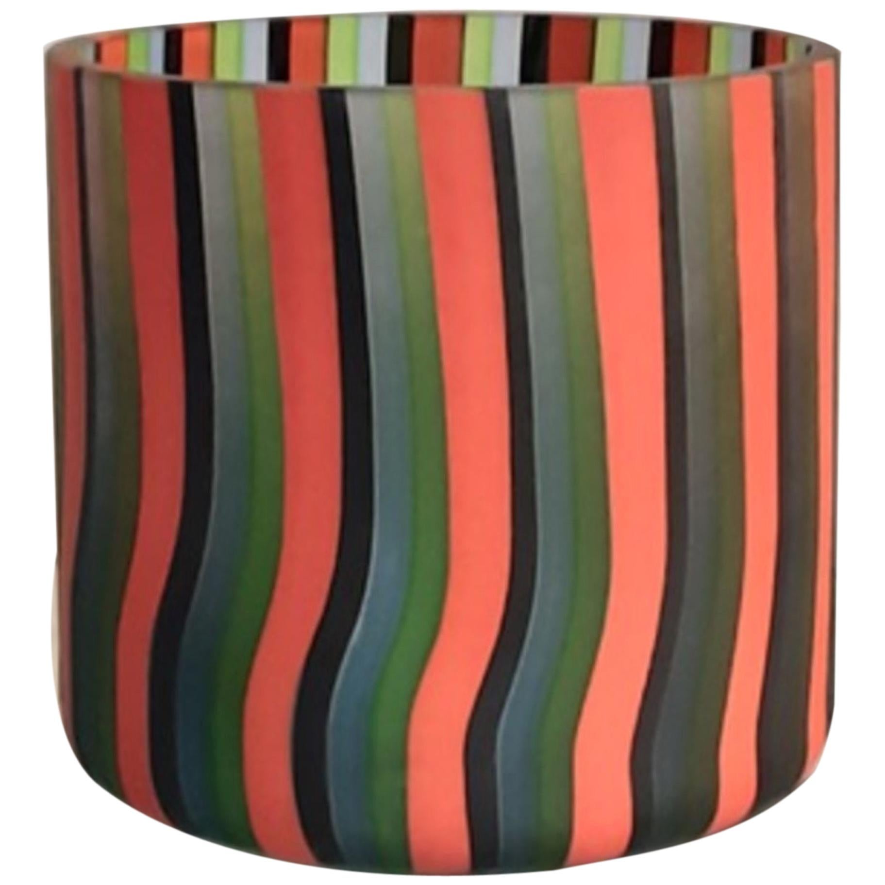 Vintage Vase with Stripes by Salviati, 1970s