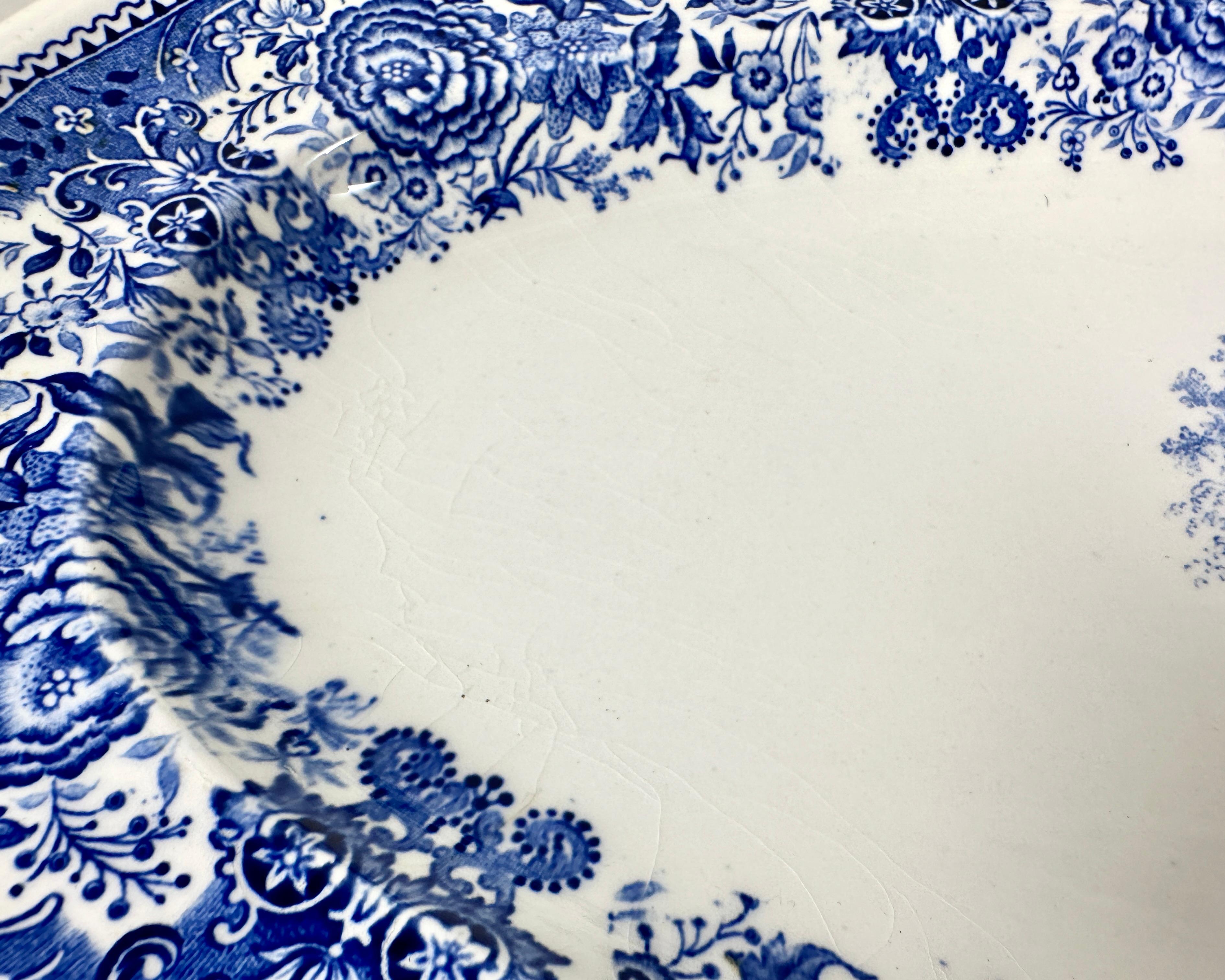 Vintage V&B Burgenland Blue Platter, Riesige Servierplatte, Deutschland, 1940-50er Jahre (Mitte des 20. Jahrhunderts) im Angebot