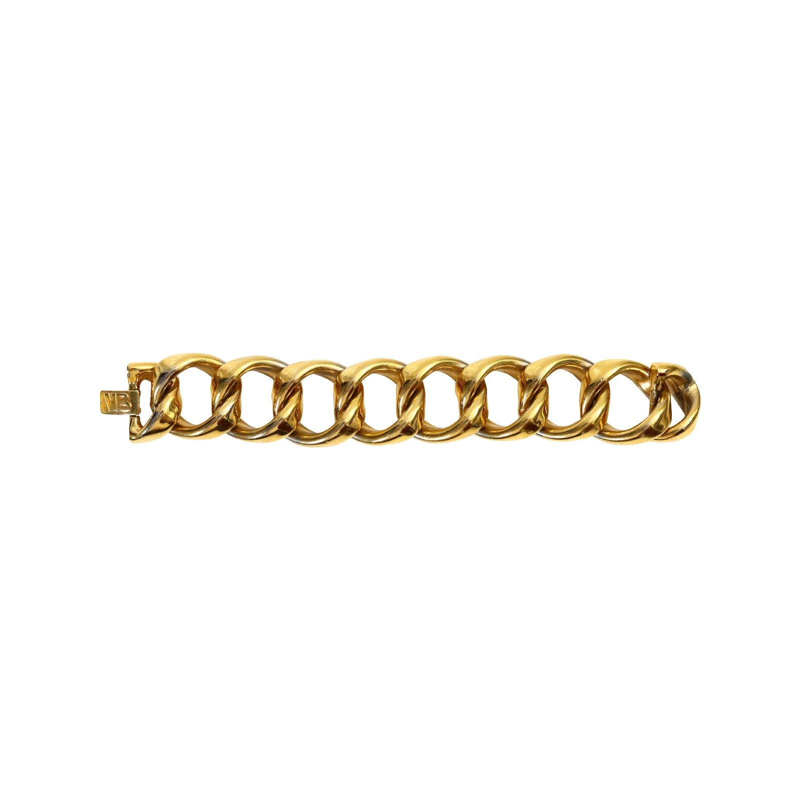 Vintage VB Heavy Gold Tone Link Bracelet Circa 1990s in vendita 2