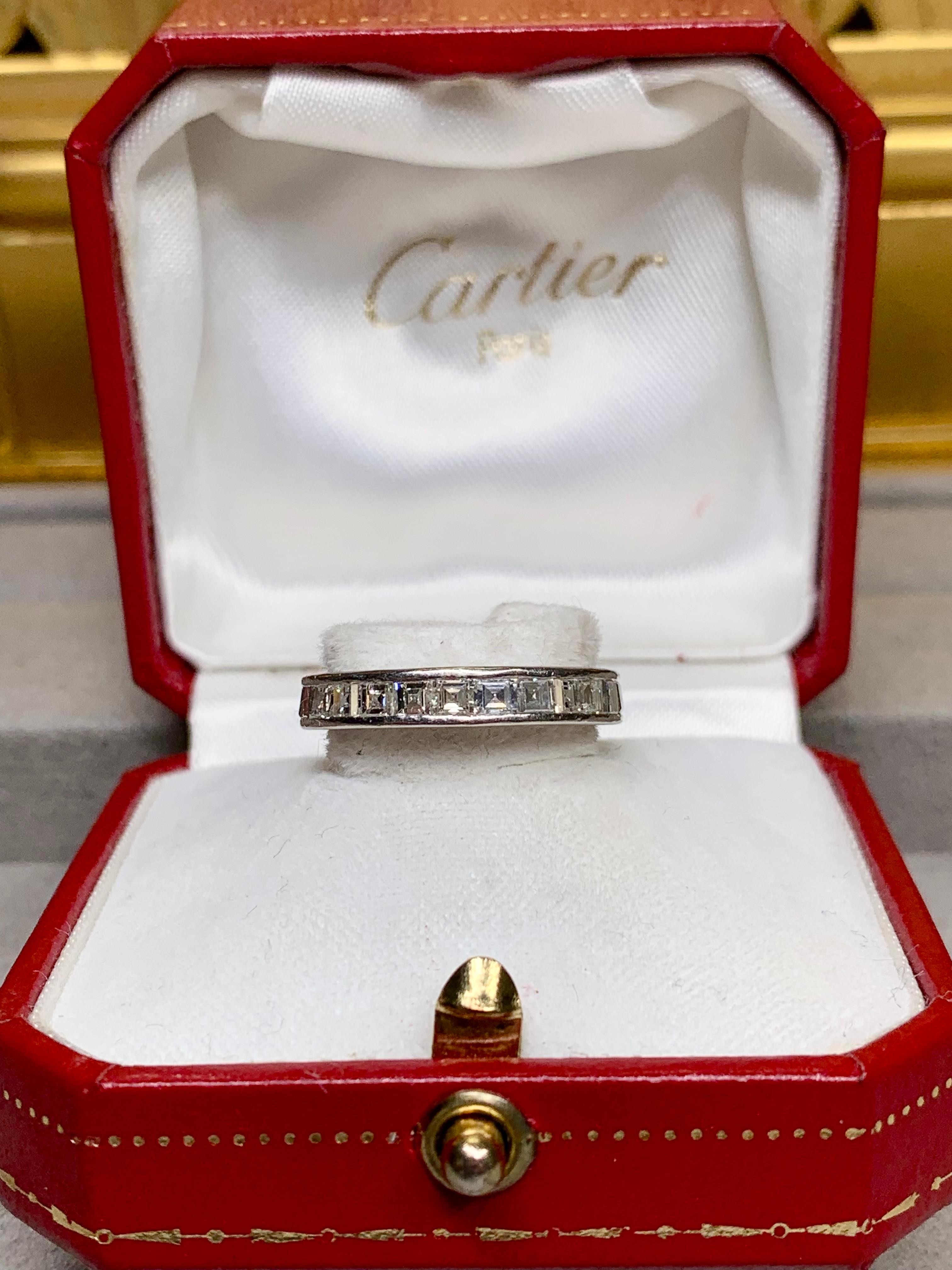 A.I.C. d'epoca di Cartier. Perren Platinum Carrs Diamond Eternity Band 3.75ctw Sz 6.75 in vendita 3